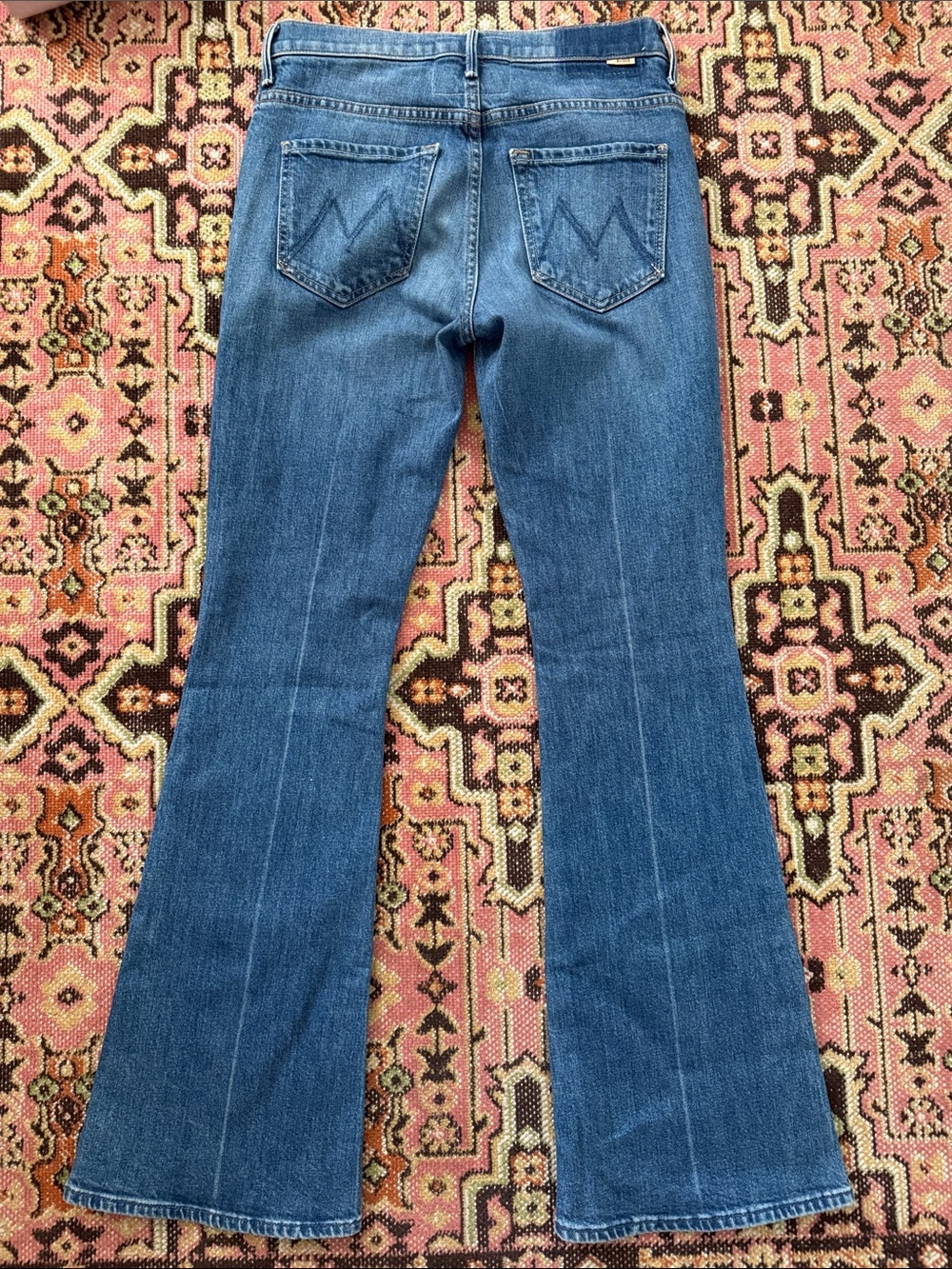 MOTHER The Weekender Flare Mid Rise Jeans in It's A Small World Wash - Picture 9 of 9